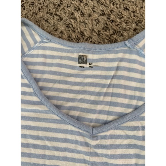 Gap Women's White Blue Stripped Quarter Sleeve Top Size Medium - Picture 4 of 7